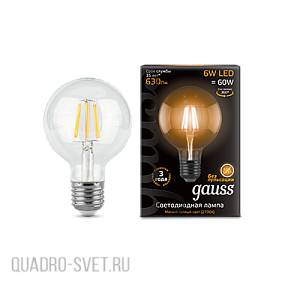 Лампа светодиодная филаментная Gauss LED Filament G95 E27 6Вт 220В 2700K 105802106