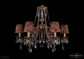 Литая подвесная люстра с хрусталем и абажурами Bohemia IVELE Crystal 1771/6/220/A/FP/SH27