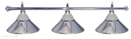 Бильярдный светильник на три плафона «Jazz» (серебристая штанга, серебристый плафон D38см) 75.024.03.0