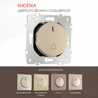 Кнопка дверного звонка с подсветкой, 10A 250V 202.37-1.shampan Arte Milano