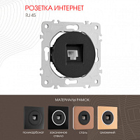 Розетка интернет, RJ45 202.45-1.black Arte Milano
