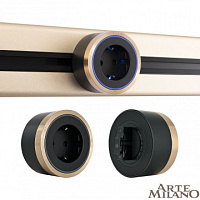 Трековая розетка, 16A 250V 380066TS LED/ES Gold Arte Milano