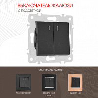 Выключатель жалюзи с подсветкой, 10A 250V 203.39-2.black Arte Milano