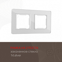 Рамка из закаленного стекла на 2 поста 503.14-2.silver Arte Milano