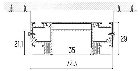 Интрудер (профиль) для встраивания однофазного трека в натяжной потолок, 2м IP20 белый NOVOTECH SLOTT 135192