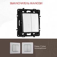 Выключатель жалюзи, 10A 250V 217.38-2.silver Arte Milano