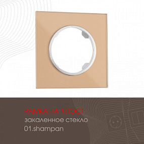 Рамка из закаленного стекла на 1 пост 502.01-1.shampan Arte Milano
