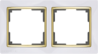 Рамка на 2 поста (белый/золото) Werkel WL03-Frame-02-white-GD