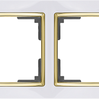 Рамка на 2 поста (белый/золото) Werkel WL03-Frame-02-white-GD