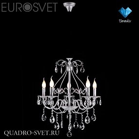 Люстра подвесная EUROSVET Кристиана 10050/5 белый с серебром/прозрачный хрусталь Strotskis