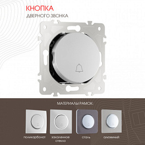 Кнопка дверного звонка, 10A 250V 202.36-1.silver Arte Milano