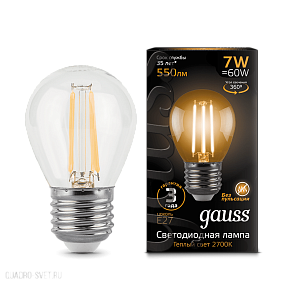 Лампа Gauss LED Filament Globe E27 7W 2700K 105802107