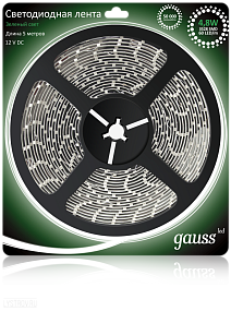 Светодиодная лента GAUSS 4.8 Вт/м 3528 SMD зеленый цвет