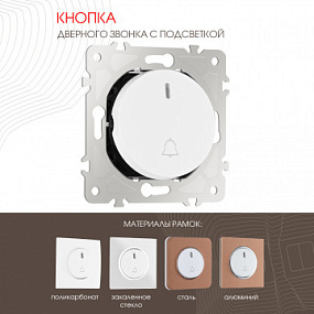 Кнопка дверного звонка с подсветкой, 10A 250V 202.37-1.white Arte Milano