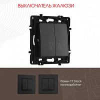 Выключатель жалюзи, 10A 250V 217.38-2.black Arte Milano
