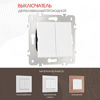Выключатель двухклавишный проходной (на 2 направления), 10AX 250V 203.32-2.white Arte Milano