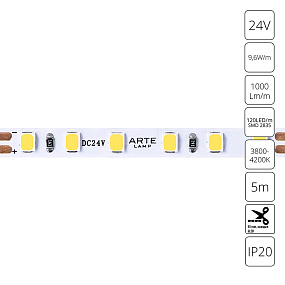 Светодиодная лента 24V 9,6W/m 4000К 5м Arte Lamp TAPE A2412005-02-4K