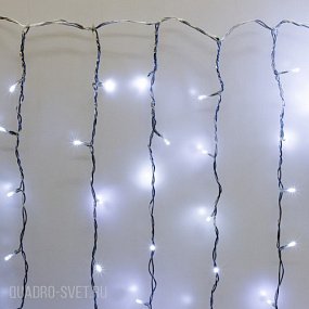 Гирлянда Занавес, 2х3м., ЛАЙТ, 600 LED, холодный белый, с мерцанием, прозрачный ПВХ провод. 08-1565