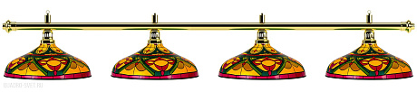 Бильярдный светильник на четыре плафона «Colorful» (золотистая штанга, цветной плафон D44см) 75.013.04.0