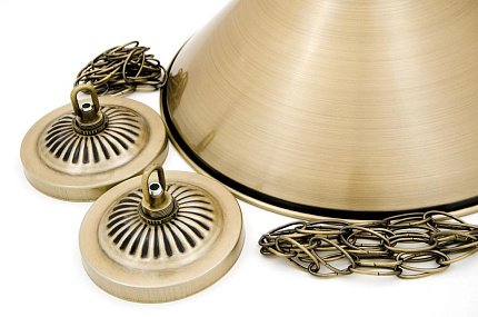 Бильярдный светильник на два плафона «Elegance» (матово-бронзовая штанга, матово-бронзовый плафон D35см) 75.020.02.0