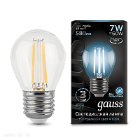 Лампа Gauss LED Filament Globe E27 7W 4100K 105802207