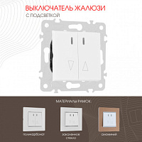 Выключатель жалюзи с подсветкой, 10A 250V 203.39-2.white Arte Milano