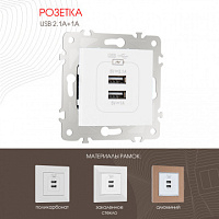 Розетка USB 2.1А+1А 203.46-1.white Arte Milano