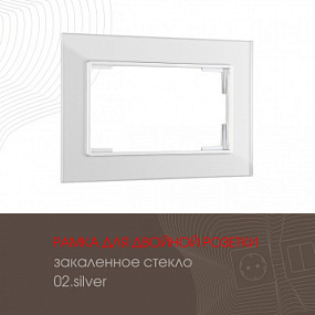 Рамка из закаленного стекла для двойной розетки 503.02-double.silver Arte Milano