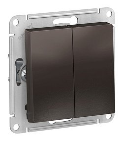 Переключатель 2-клавишный Schneider Electric ATLASDESIGN ATN000665, скрытый монтаж, мокко