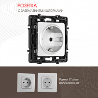 Розетка с заземлением и шторками, 16A 250V 217.40-1.silver Arte Milano