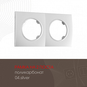 Рамка из поликарбоната на 2 поста 502.04-2.silver Arte Milano