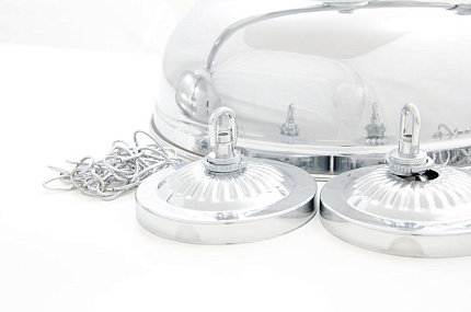 Бильярдный светильник на четыре плафона «Crown» (серебристая штанга, серебристый плафон D38см) 75.015.04.0
