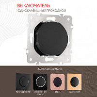 Выключатель одноклавишный проходной (на 2 направления), 10AX 250V 202.32-1.black Arte Milano
