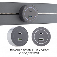 Трековая розетка, 3.1A 250V 399732TS/USB-Type-C Grey Arte Milano