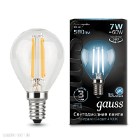 Лампа Gauss LED Filament Globe E14 7W 4100K 105801207