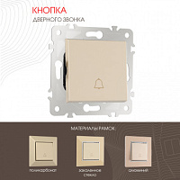 Кнопка дверного звонка, 10A 250V 203.36-1.shampan Arte Milano