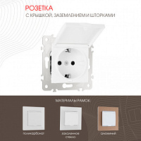 Розетка с заземлением, шторками и защитной крышкой, 16A 250V 203.41-1.white Arte Milano