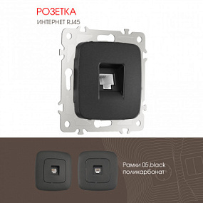 Розетка интернет, RJ45 205.45-1.black Arte Milano
