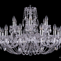 Хрустальная подвесная люстра Bohemia IVELE Crystal 1406/12+6/300/Ni