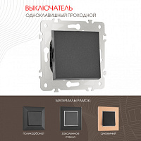 Выключатель одноклавишный проходной (на 2 направления) , 10AX 250V 203.32-1.black Arte Milano