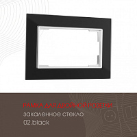 Рамка из закаленного стекла для двойной розетки 503.02-double.black Arte Milano