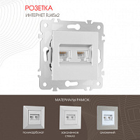 Розетка интернет RJ45 х 2 203.45-2.silver Arte Milano